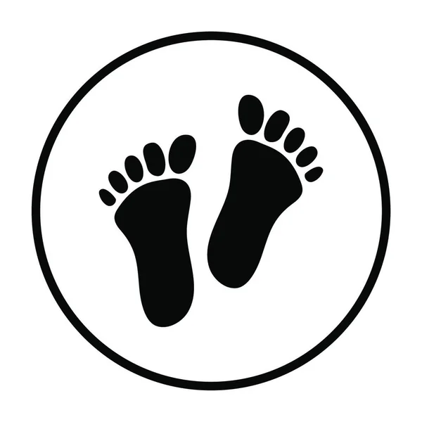 Fußabdruck Symbol Dünnkreis Schablonendesign Vektorillustration — Stockvektor