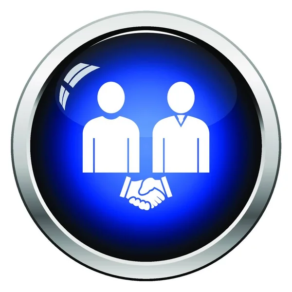 Two Man Making Deal Icon Glossy Button Design Vector Illustration — Stock Vector