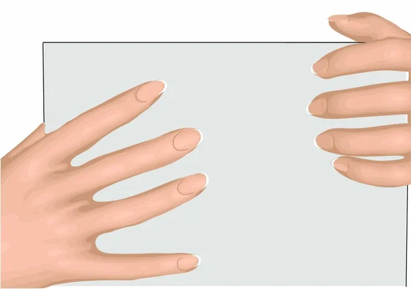 Weibliche Hände Und Nägel Mit Blatt Papier — Stockvektor