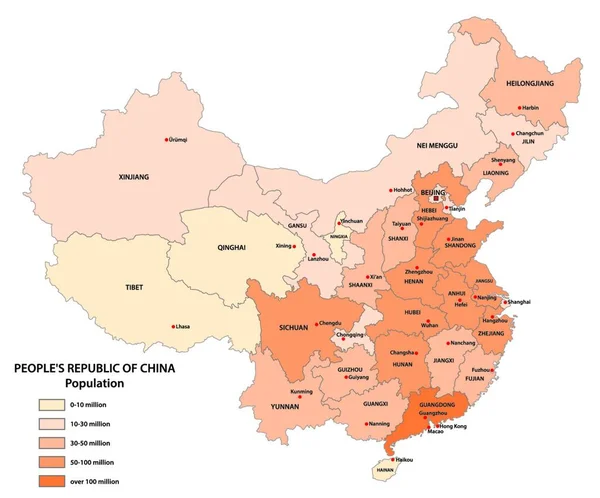 Kínai Népköztársaság Kórokozó Átvivő Népességének Térképe — Stock Vector