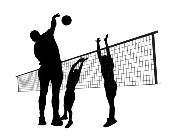 Ilustración Silueta Hombres Jugando Voleibol Fondo Blanco Aislado Archivo Eps — Archivo Imágenes Vectoriales