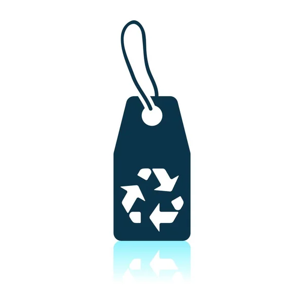 Tag Ikona Znak Recyklingu Cień Odbicie Projekt Ilustracja Wektorowa — Wektor stockowy