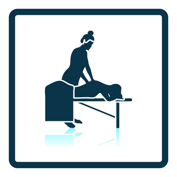 Icona Massaggio Donna Riflessione Ombra Quadrata Design Illustrazione Vettoriale — Vettoriale Stock