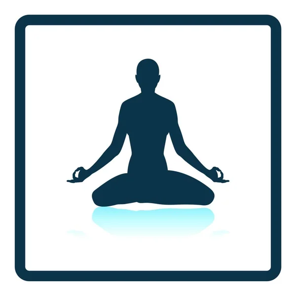 Lotus Pose Pictogram Vierkante Schaduw Reflectie Ontwerp Vector Illustratie — Stockvector