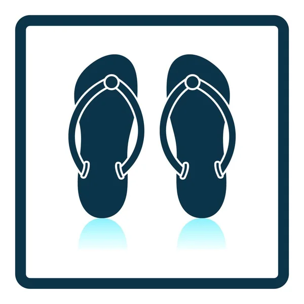 Spa Slippers Icon Projeto Quadrado Reflexão Sombra Ilustração Vetorial — Vetor de Stock
