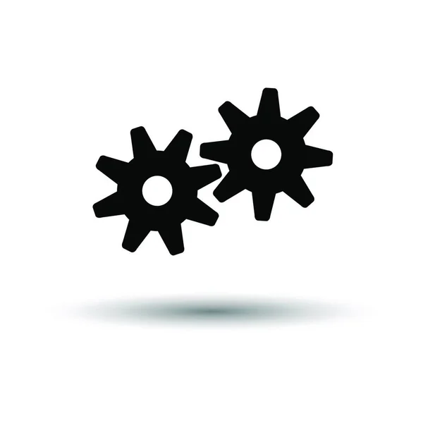 Gears Icon Black White Background Shadow Vector Illustration — Stock Vector