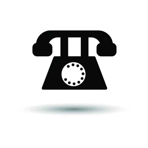 Ikona Starego Telefonu Czarny Białym Tle Cienia Ilustracja Wektorowa — Wektor stockowy