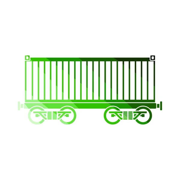 Icona Del Container Merci Ferroviario Scala Colore Piatto Design Illustrazione — Vettoriale Stock