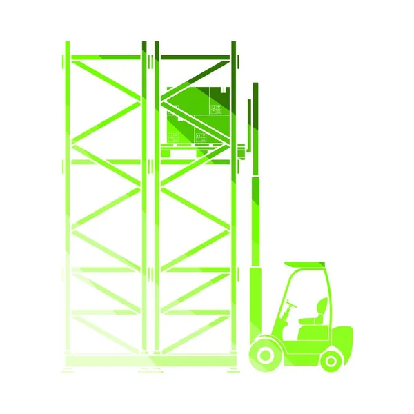 Warehouse Forklift Icon Flat Color Ladder Design Vector Illustration — Stock Vector