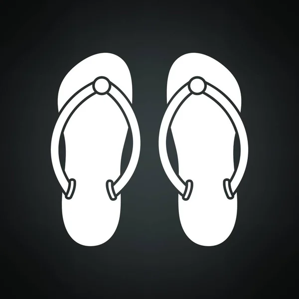 Spa Slippers Icon Branco Sobre Fundo Preto Ilustração Vetorial — Vetor de Stock