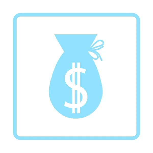 Ícone Saco Dinheiro Projeto Moldura Azul Ilustração Vetorial — Vetor de Stock