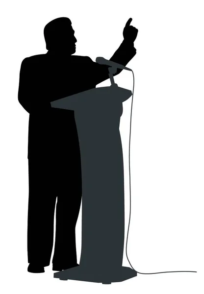 Illustration Man Businessman Politician Speaker Presenter Lecturer Public Speaking Isolated — Stock Vector