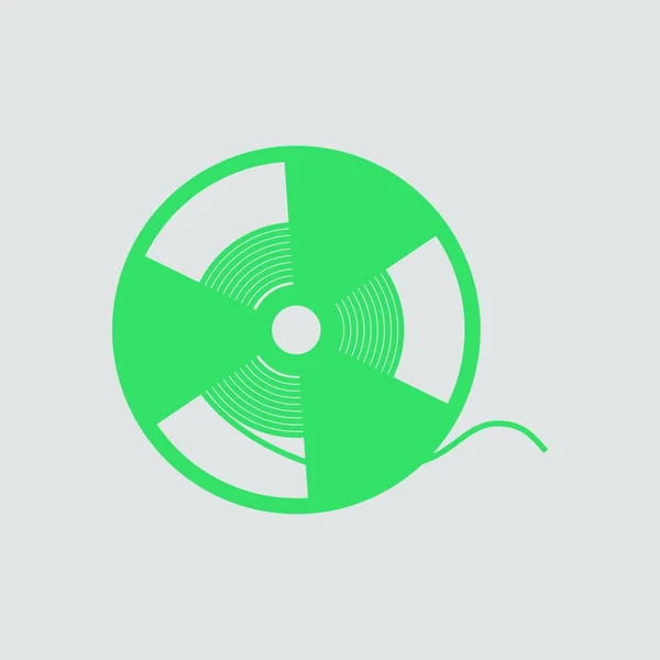 リールテープアイコン 灰色の背景に緑 ベクトルイラストレーション — ストックベクタ