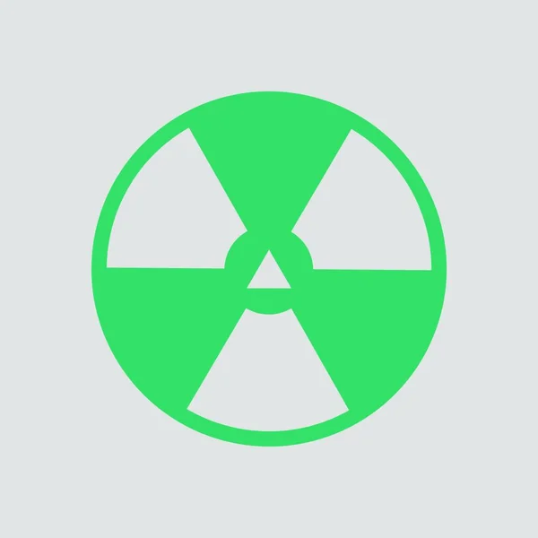 放射線アイコン 灰色の背景に緑 ベクトルイラストレーション — ストックベクタ