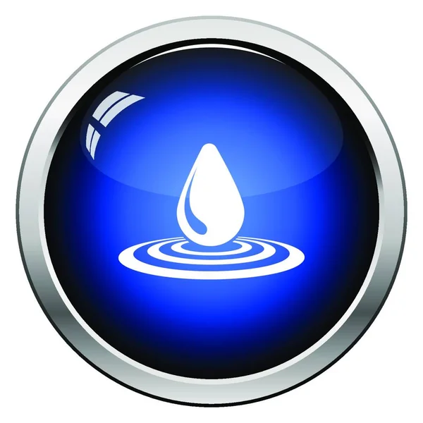 Wassertropfen Symbol Hochglanz Knopfdesign Vektorillustration — Stockvektor