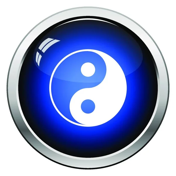 Icono Yin Yang Diseño Botón Brillante Ilustración Vectorial — Vector de stock