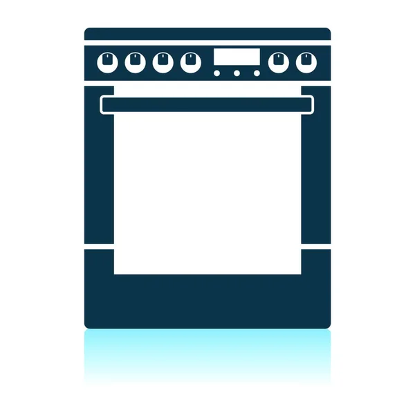 厨房炉子主要单位图标 阴影反射设计 矢量图 — 图库矢量图片