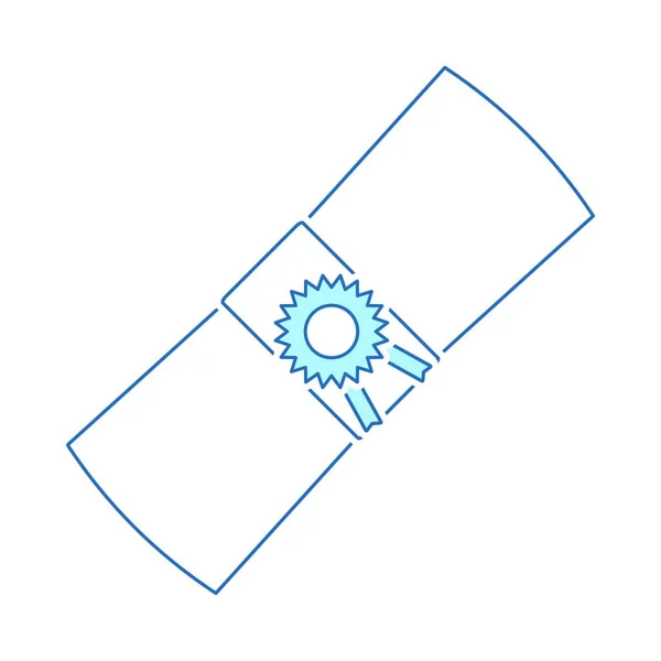 Icône Diplôme Ligne Mince Avec Conception Remplissage Bleu Illustration Vectorielle — Image vectorielle