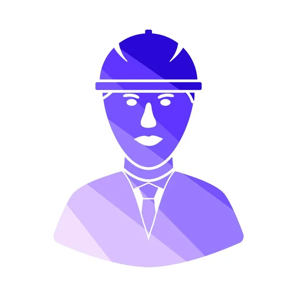 建筑工人头部在头盔图标 平面色梯设计 矢量插图 — 图库矢量图片