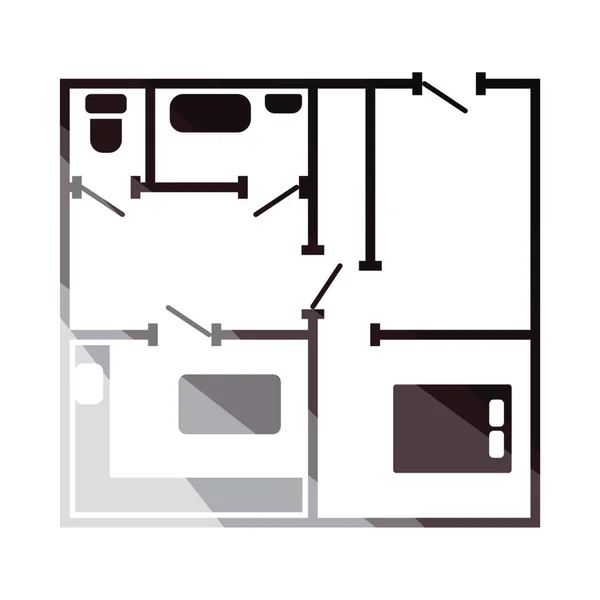 Icon Apartment Plan Flat Color Ladder Design Vector Illustration — Stock Vector