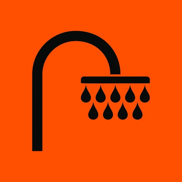 Shower Icon Black Orange Background Vector Illustration — Stock Vector