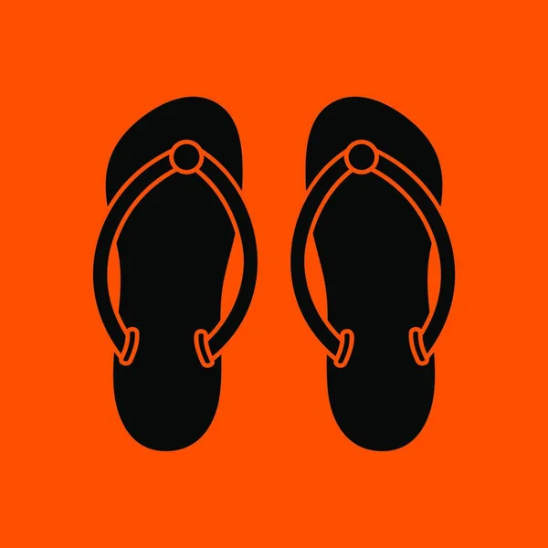 Spa Slippers Icon Preto Fundo Laranja Ilustração Vetorial — Vetor de Stock