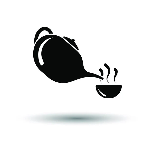 Spa Tea Pot Ikoną Pucharu Czarny Białym Tle Cienia Ilustracja — Wektor stockowy