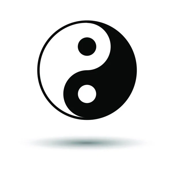 Yin Yang Icon Gölge Ile Beyaz Arkaplanda Siyah Vektör Llüstrasyonu — Stok Vektör