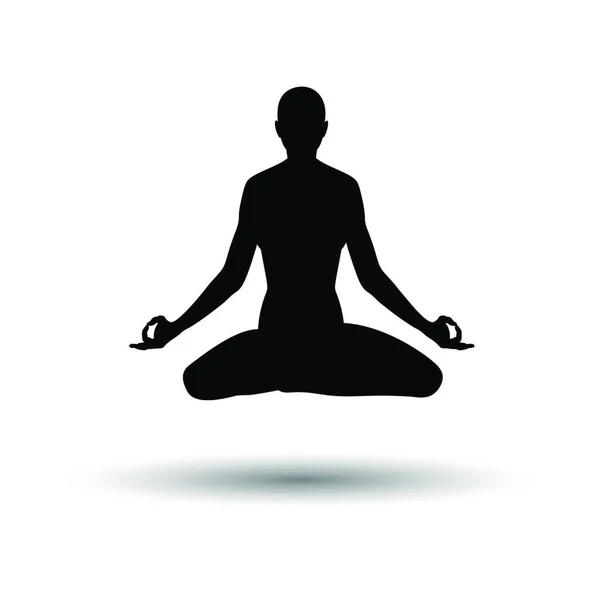 Lotus Pose Pictogram Zwart Witte Achtergrond Met Schaduw Vector Illustratie — Stockvector