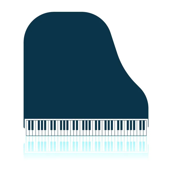 Nagy Zongora Ikonra Árnyék Elmélkedés Design Vektoros Illusztráció — Stock Vector