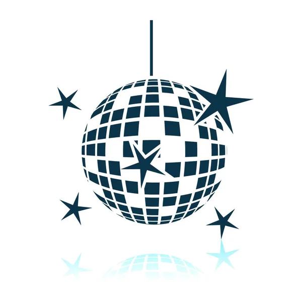 Night Clubs Disco Sphere Icon Inglês Design Reflexão Sombras Ilustração — Vetor de Stock