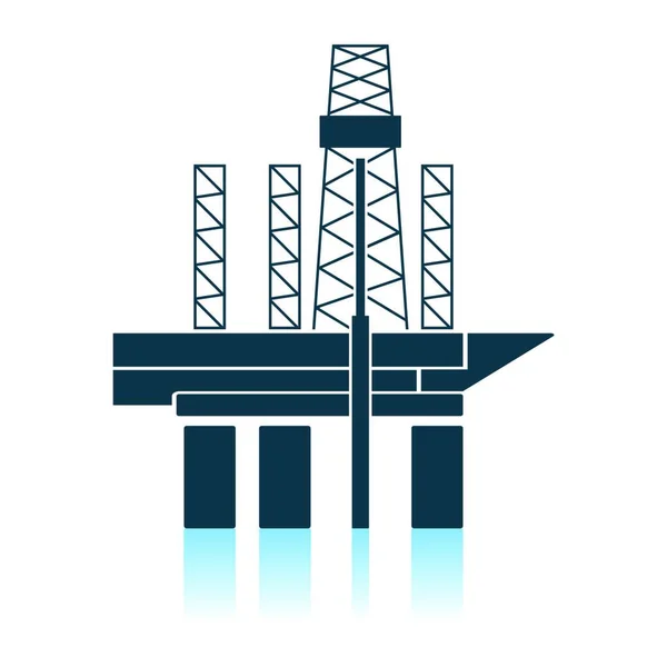 Icona Della Piattaforma Petrolifera Progettazione Del Riflesso Ombra Illustrazione Vettoriale — Vettoriale Stock