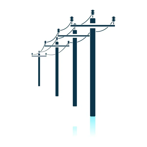 Hoogspanning Lijn Pictogram Schaduw Reflectie Ontwerp Vectorillustratie — Stockvector