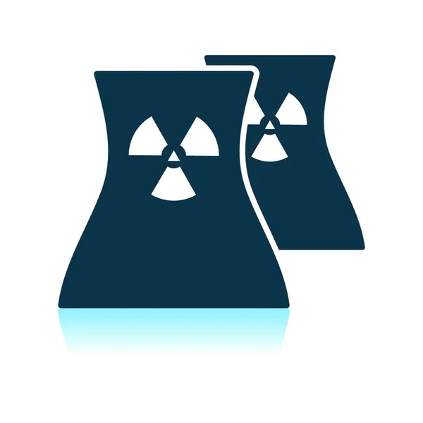 Kerncentrale Pictogram Schaduw Reflectie Ontwerp Vectorillustratie — Stockvector