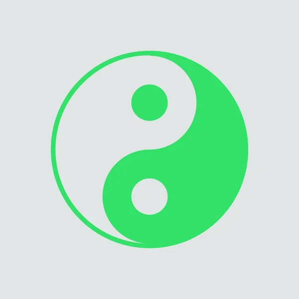 Icona Yin Yang Verde Sfondo Grigio Illustrazione Vettoriale — Vettoriale Stock