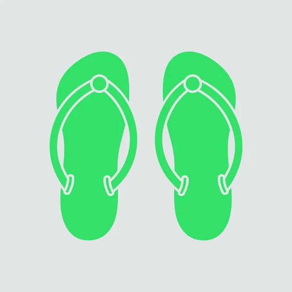 Икона Тапочек Зеленый Сером Фоне Векторная Миграция — стоковый вектор