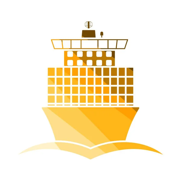 Container Ship Icon Vue Face Conception Échelle Couleur Plate Illustration — Image vectorielle