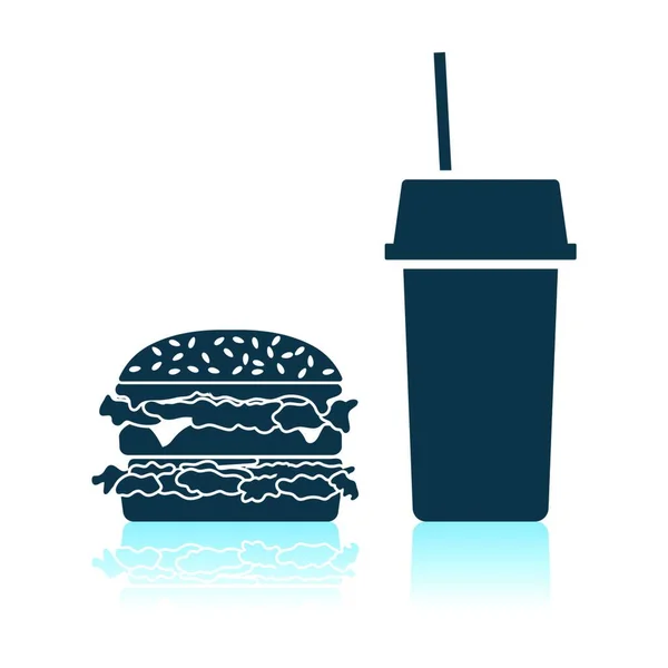 Fast Food Icoon Schaduw Reflectie Ontwerp Vector Illustratie — Stockvector