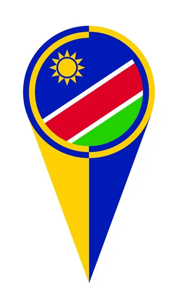 Namíbia Mapa Ponteiro Pino Ícone Localização Marcador Bandeira — Vetor de Stock