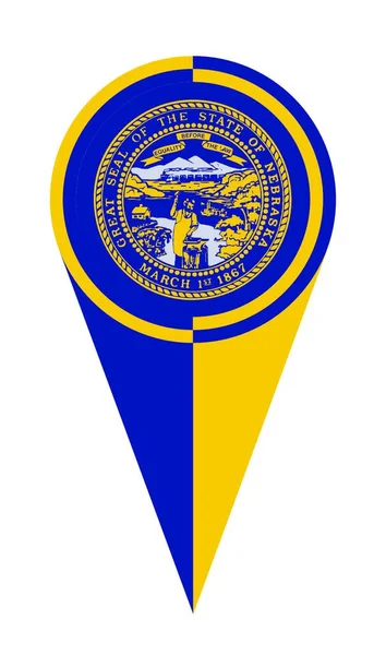 Nebraska State Map Pointer Pin Icon Marker — стоковий вектор