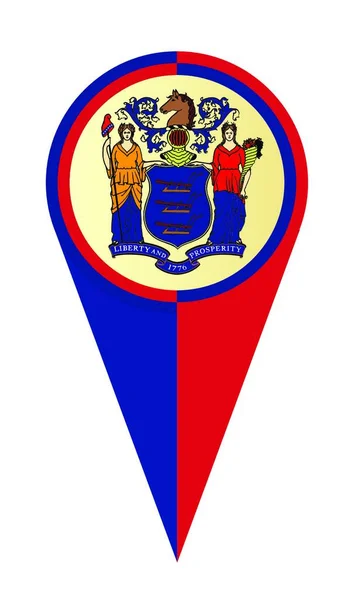 Marcador Bandera Ubicación Icono Pin Puntero Mapa Estado Nueva Jersey — Vector de stock