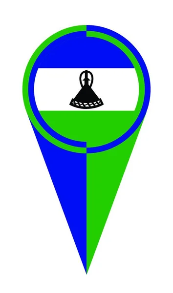 Lesotho Kaart Pointer Pin Pictogram Locatie Vlag Marker — Stockvector