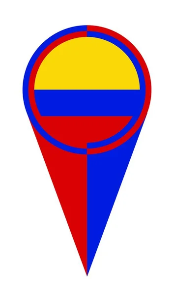 Kolumbie Mapa Ukazatel Pin Ikona Umístění Vlajka Značka — Stockový vektor