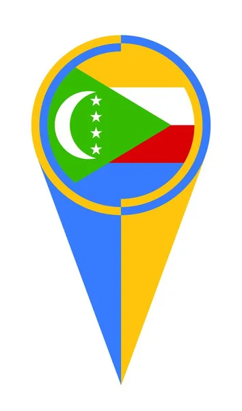 Comoras Mapa Puntero Pin Icono Ubicación Bandera Marcador — Vector de stock