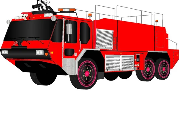 Пожежна Машина Червоного Аеропорту Ізольована Білому — стоковий вектор