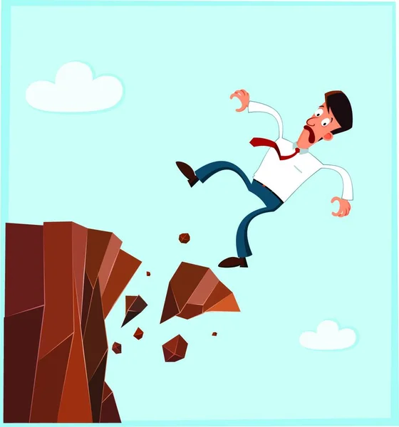 Businessman Getting Failed Falling Side Cliff Metaphor — Stock Vector