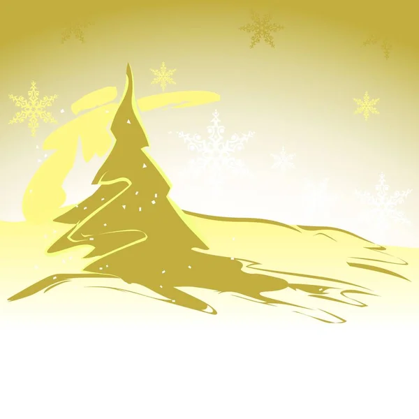 Albero Natale Oro Illustrazione Astratta Sfondo Vettore — Vettoriale Stock