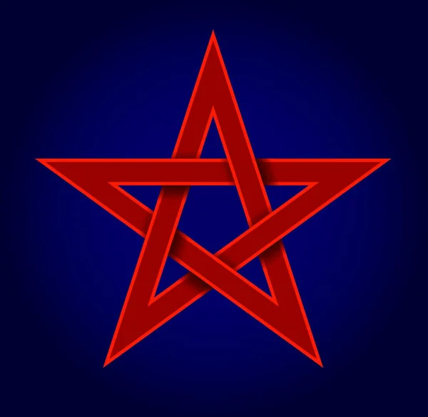 Red Pentagram Blue Background — Stock Vector