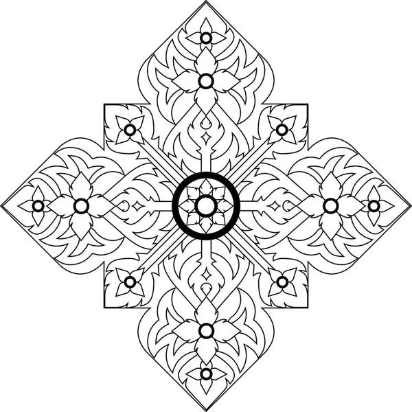 Тайский Основной Вектор Орнамента Применен Татуировки Рисунка Фона — стоковый вектор