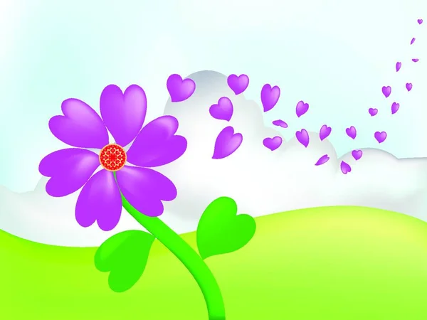 Valentinskarte Hintergrund Mit Blumen Herzen — Stockvektor